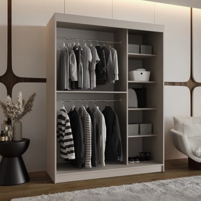 Prosklená šatní skříň 150 cm DEFNE - kašmírová