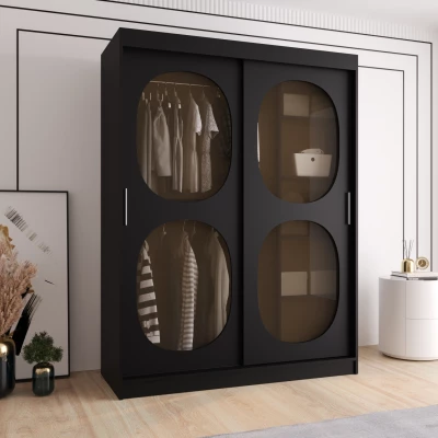 Prosklená šatní skříň 150 cm DEFNE - černá