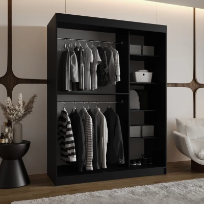 Prosklená šatní skříň 150 cm DEFNE - černá