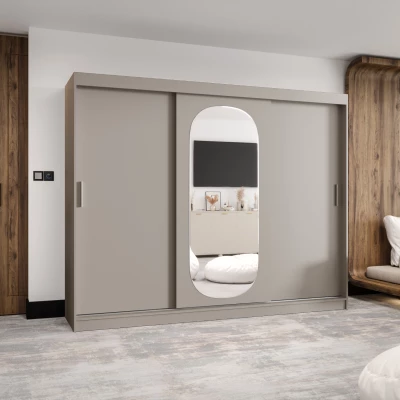 Šatní skříň 250 cm BEREN se zrcadlem - kašmírová