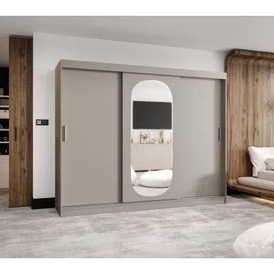 Šatní skříň 250 cm BEREN se zrcadlem - kašmírová