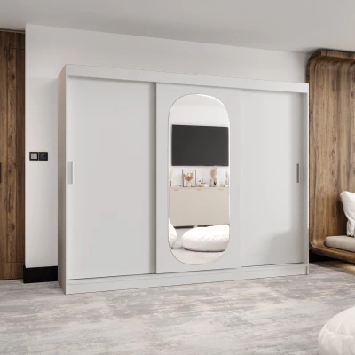 Šatní skříň 250 cm BEREN se zrcadlem - bílá