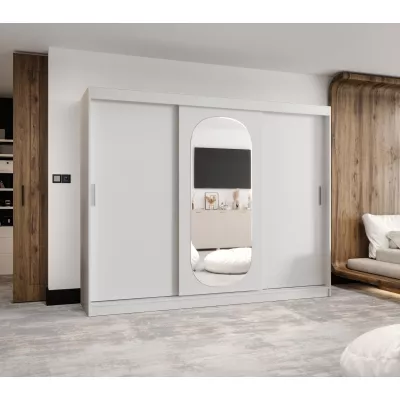 Šatní skříň 250 cm BEREN se zrcadlem - bílá