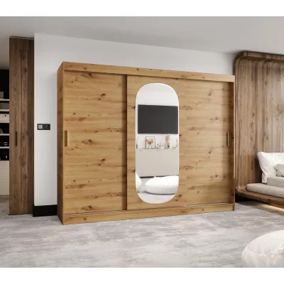 Šatní skříň 250 cm BEREN se zrcadlem - dub artisan