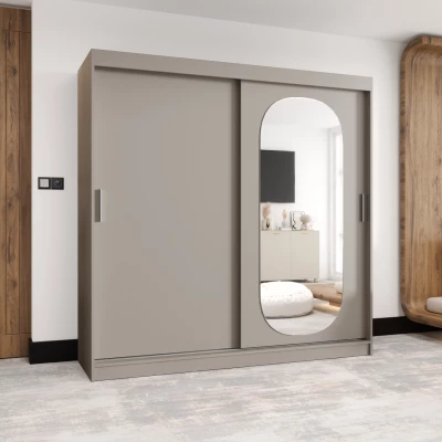 Šatní skříň 200 cm BEREN se zrcadlem - kašmírová