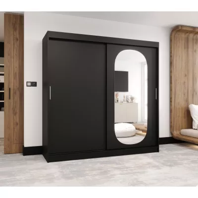 Šatní skříň 200 cm BEREN se zrcadlem - černá