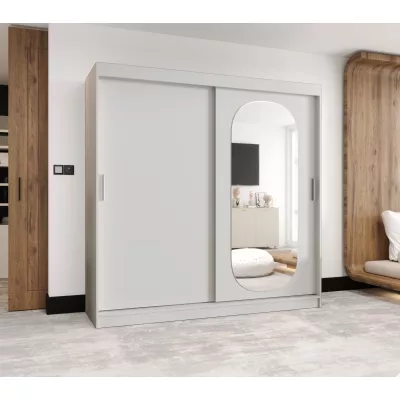 Šatní skříň 200 cm BEREN se zrcadlem - bílá