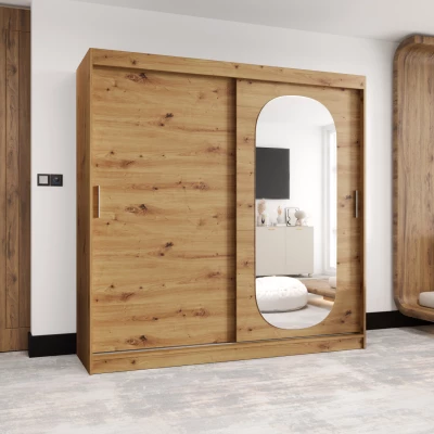 Šatní skříň 200 cm BEREN se zrcadlem - dub artisan