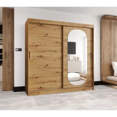 Šatní skříň 200 cm BEREN se zrcadlem - dub artisan