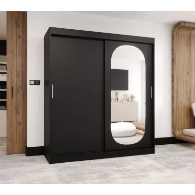 Šatní skříň 180 cm BEREN se zrcadlem - černá