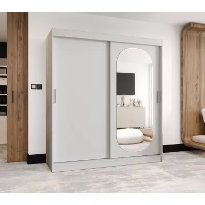 Šatní skříň 180 cm BEREN se zrcadlem - bílá