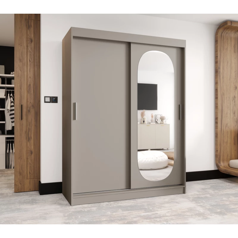 Šatní skříň 150 cm BEREN se zrcadlem - kašmírová