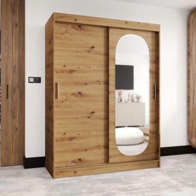 Šatní skříň 150 cm BEREN se zrcadlem - dub artisan