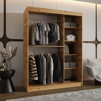 Šatní skříň 150 cm BEREN se zrcadlem - dub artisan
