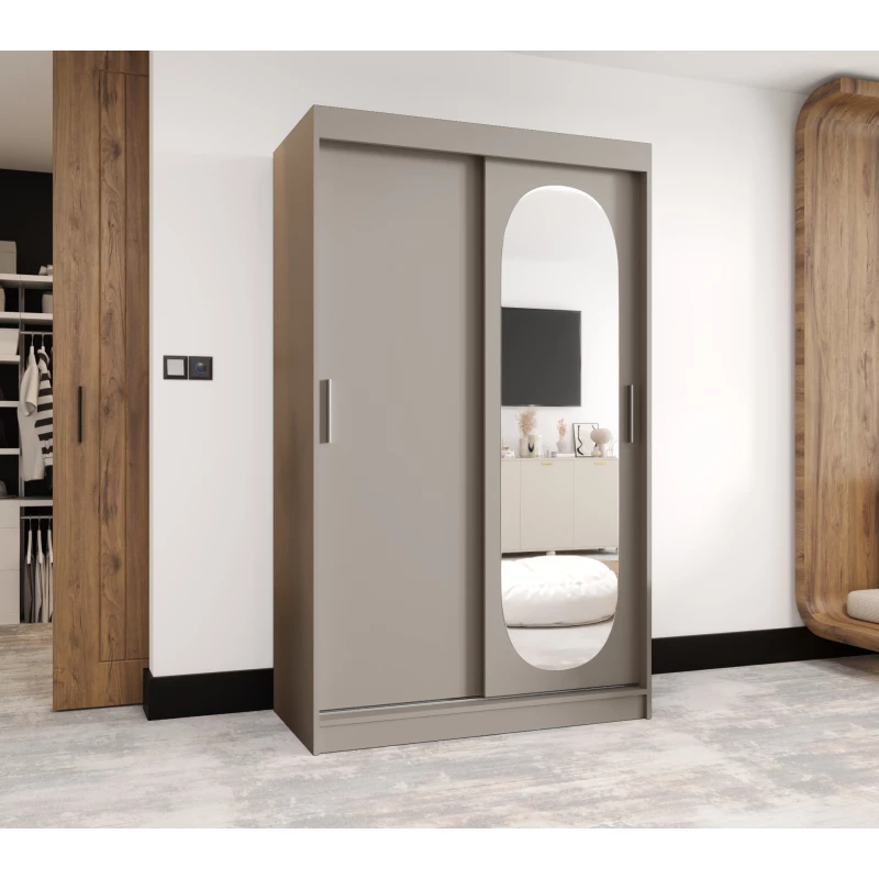 Šatní skříň 120 cm BEREN se zrcadlem - kašmírová