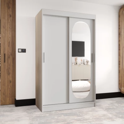 Šatní skříň 120 cm BEREN se zrcadlem - bílá