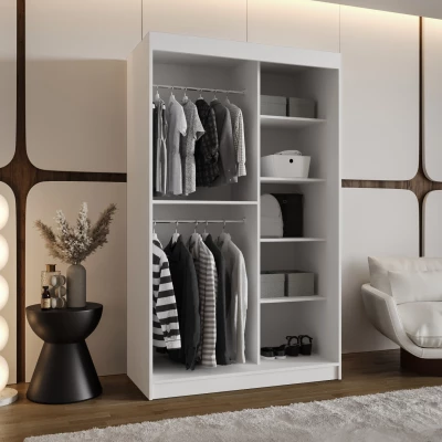 Šatní skříň 120 cm BEREN se zrcadlem - bílá