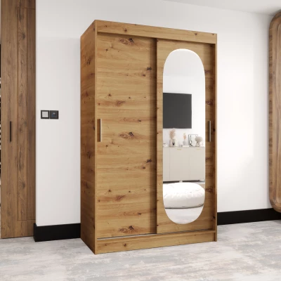 Šatní skříň 120 cm BEREN se zrcadlem - dub artisan