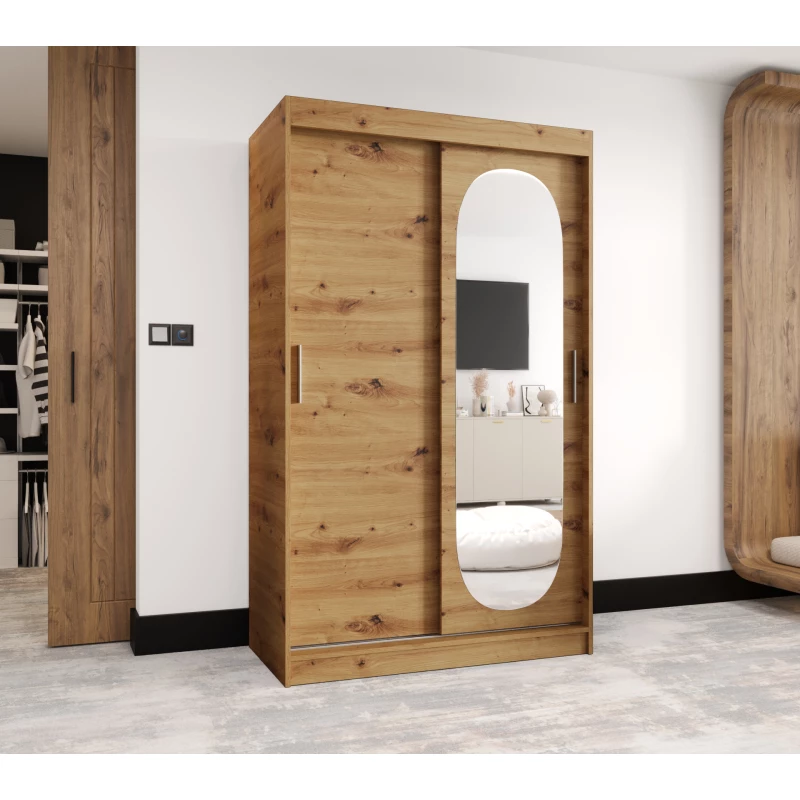 Šatní skříň 120 cm BEREN se zrcadlem - dub artisan