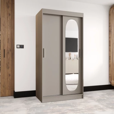 Šatní skříň 100 cm BEREN se zrcadlem - kašmírová