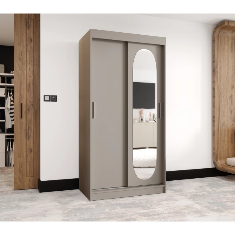 Šatní skříň 100 cm BEREN se zrcadlem - kašmírová