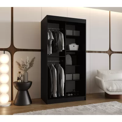 Šatní skříň 100 cm BEREN se zrcadlem - černá