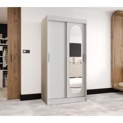 Šatní skříň 100 cm BEREN se zrcadlem - bílá