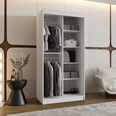 Šatní skříň 100 cm BEREN se zrcadlem - bílá