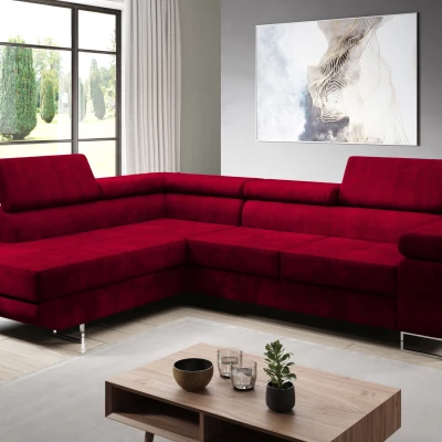 Rozkládací rohová sedačka PARASKA L - červená, levý roh