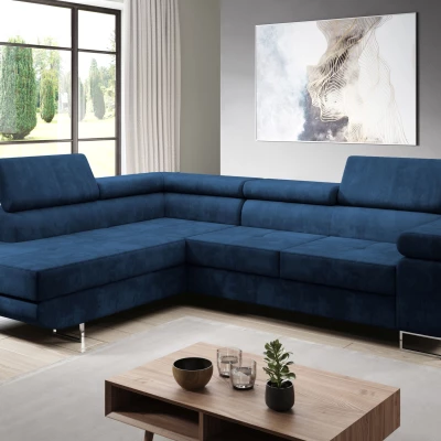 Rozkládací rohová sedačka PARASKA L - modrá, levý roh