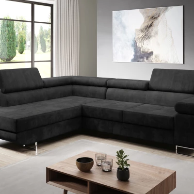 Rozkládací rohová sedačka PARASKA L - černá, levý roh