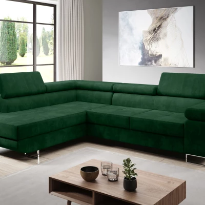 Rozkládací rohová sedačka PARASKA L - láhvově zelená, levý roh