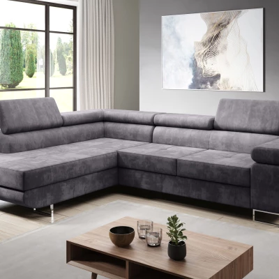 Rozkládací rohová sedačka PARASKA L - šedá, levý roh