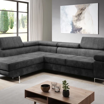 Rozkládací rohová sedačka PARASKA L - tmavě šedá, levý roh