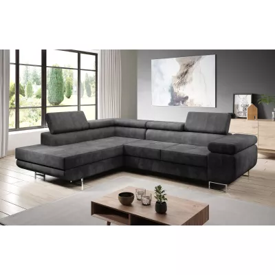 Rozkládací rohová sedačka PARASKA L - tmavě šedá, levý roh