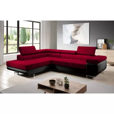 Rozkládací rohová sedačka PARASKA L - černá / červená, levý roh