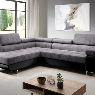 Rozkládací rohová sedačka PARASKA L - černá / šedá, levý roh