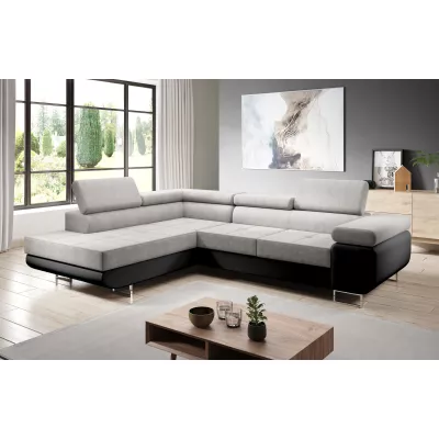 Rozkládací rohová sedačka PARASKA L - černá / světle šedá, levý roh