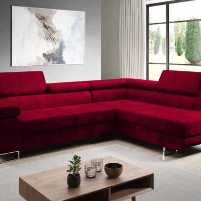 Rozkládací rohová sedačka PARASKA L - červená, pravý roh