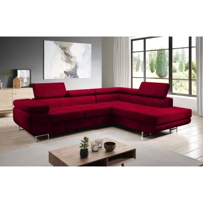 Rozkládací rohová sedačka PARASKA L - červená, pravý roh