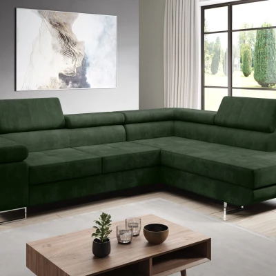 Rozkládací rohová sedačka PARASKA L - zelená, pravý roh