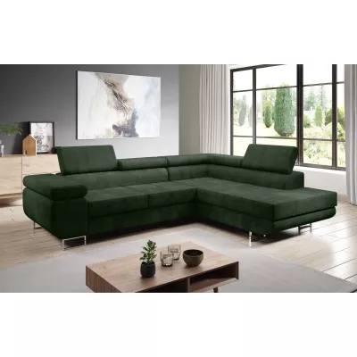 Rozkládací rohová sedačka PARASKA L - zelená, pravý roh