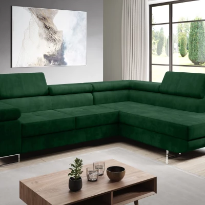 Rozkládací rohová sedačka PARASKA L - láhvově zelená, pravý roh