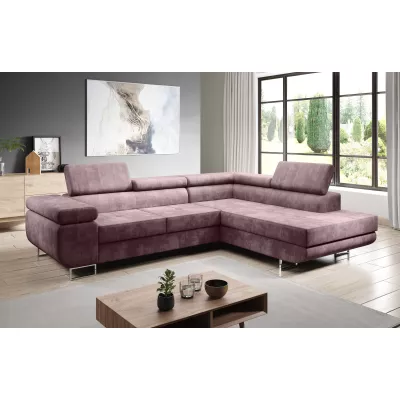 Rozkládací rohová sedačka PARASKA L - růžová, pravý roh