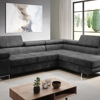 Rozkládací rohová sedačka PARASKA L - tmavě šedá, pravý roh