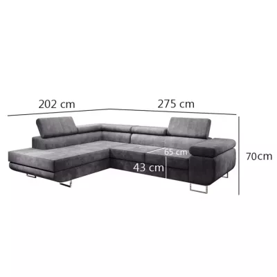 Rozkládací rohová sedačka PARASKA L - černá / hořčicová, pravý roh