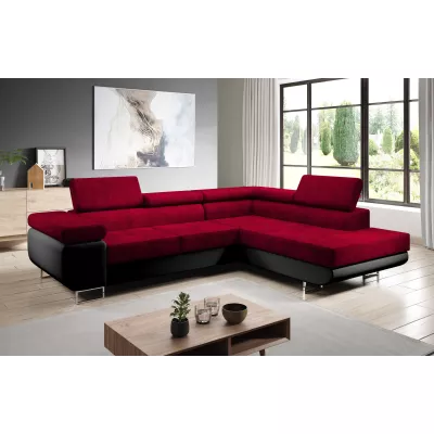 Rozkládací rohová sedačka PARASKA L - černá / červená, pravý roh