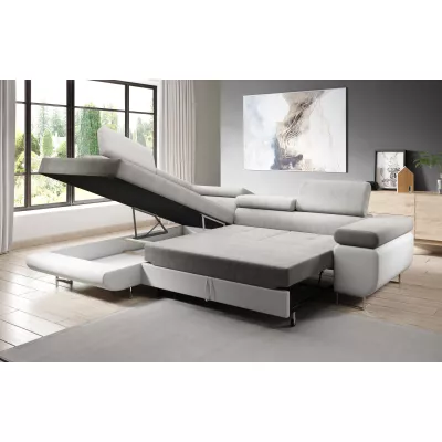 Rozkládací rohová sedačka PARASKA L - černá / růžová, pravý roh