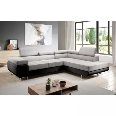 Rozkládací rohová sedačka PARASKA L - černá / světle šedá, pravý roh