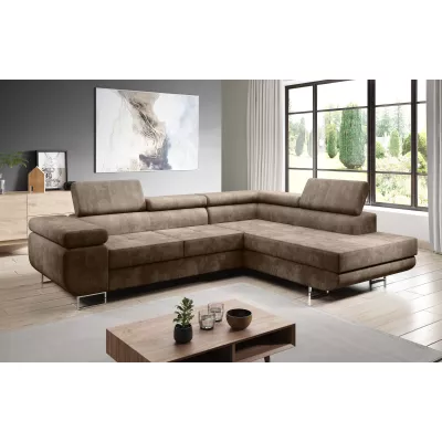 Rozkládací rohová sedačka PARASKA L - světle hnědá, pravý roh